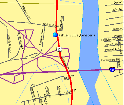 Ashleyville Cemetery Location Map