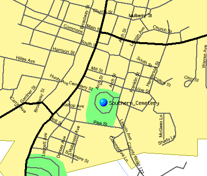Southern Cemetery Location Map
