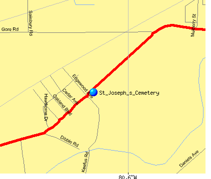 Close-up St Joseph Cemetery Location Map