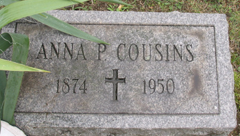 Anna P Cousins gravemarker