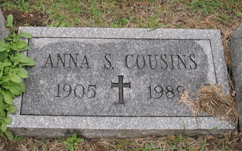 Anna S Cousins gravemarker