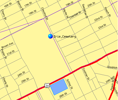 Erie Cemetery Location Map