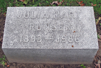 Julia Hart Runser Grave Marker