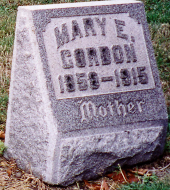 Mary E Gordon gravemarker
