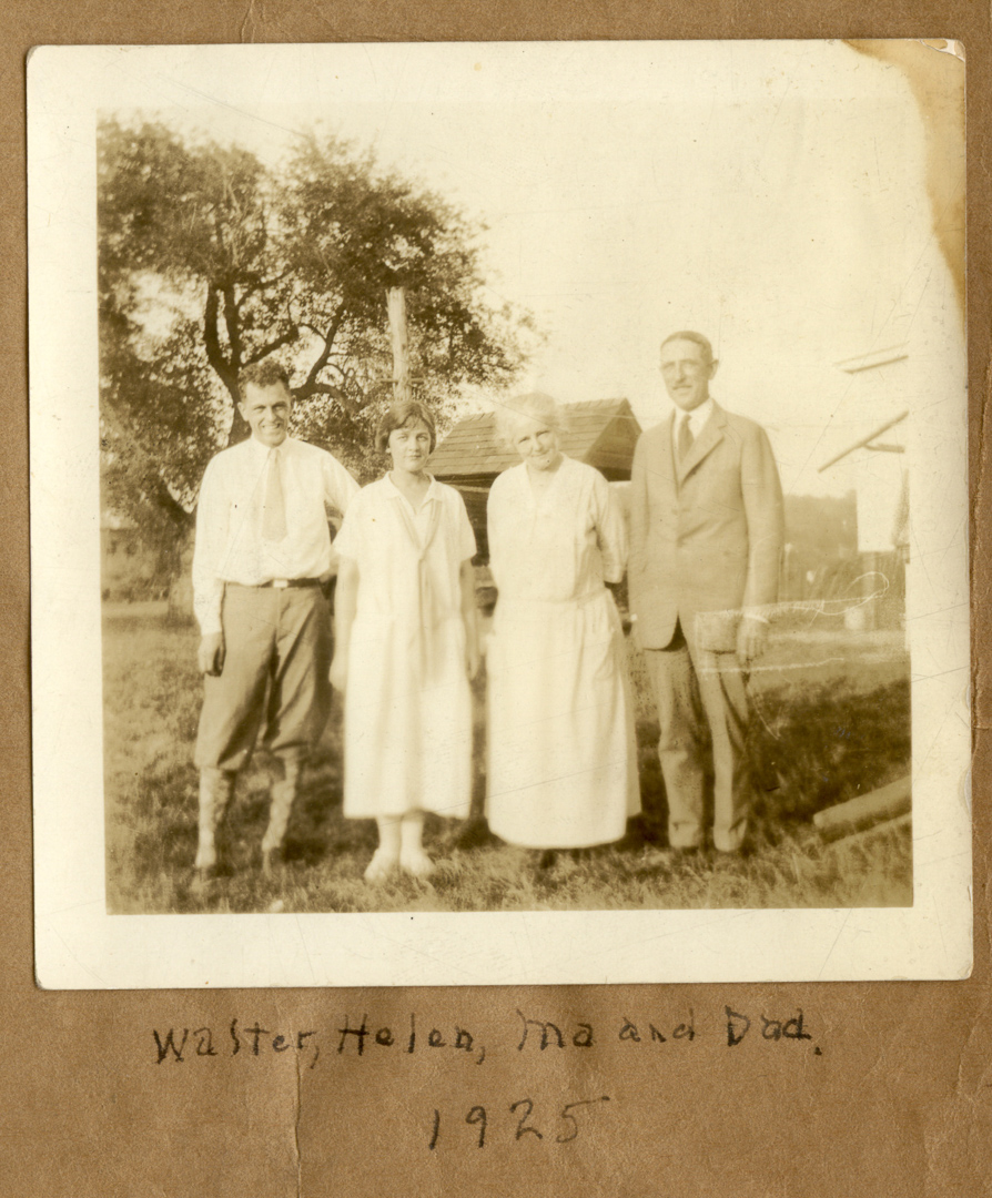Walter, Helen, Ma and Dad 1925<br>[Walter B. Fred Jr, Helen C. Ashley, Nellie R. Montgomery Fred & Walter B. Fred Sr]