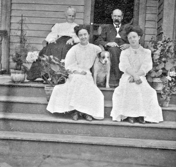 Joseph & Mary E. McManus Gordon with daughters Loretta & Celia [postcard photo, ca 1910]